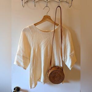 Madewell Cream Short Sleeve Top With Crossbody Bag